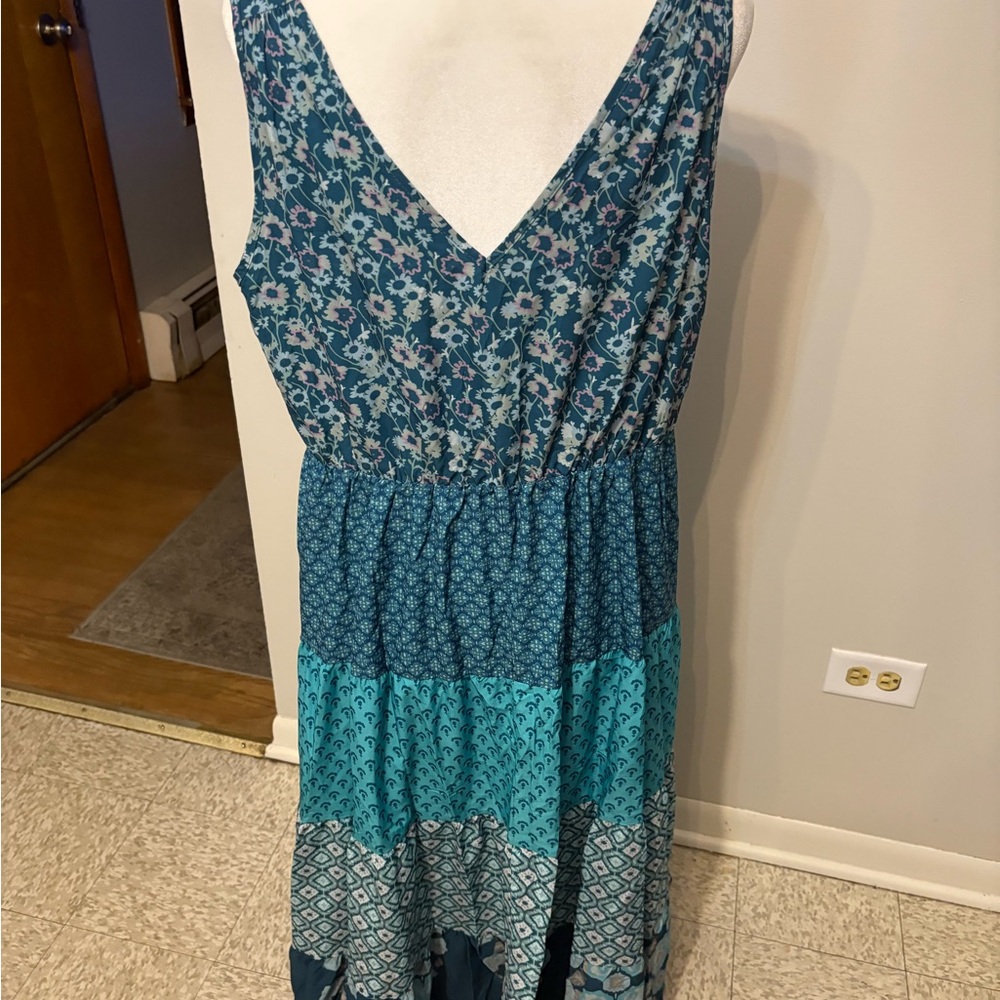 #158 BloomChic Turquoise and Emerald Maxi Dress - Picture 6 of 8